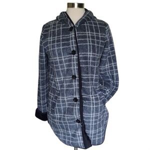 IKE BEHAR PLAID HOODED BUTTON JACKET - SUPER SOFT!!